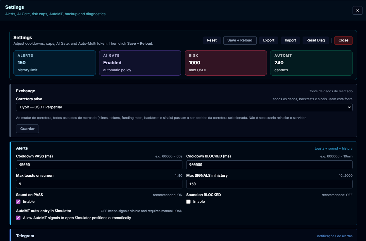 HEXORYN settings screen